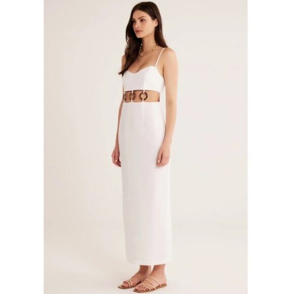 NEW Rumer The Label Bridget Ring Maxi Elegant White Linen Cutout Dress - Picture 4 of 15